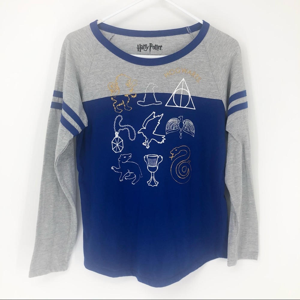 Harry Potter XXL 18 Blue Symbols Long Sleeve Tee